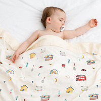 EMXEE 嫚熙 婴儿纱布盖毯春秋季薄款宝宝空调毯新生儿竹棉款被儿童午睡毯子