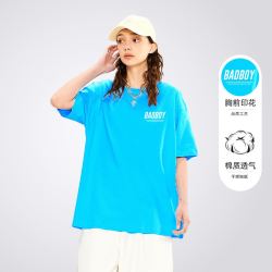 BAD BOY 女式t恤新款春夏季百搭短袖T恤boy老鹰落肩体恤运动休闲t恤