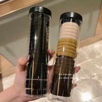 罐装女生扎头发头绳高弹力耐用发绳黑色发圈皮套橡皮筋2023年新款