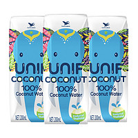统一unif100%纯椰子水200ml*3包补充电解质水0脂泰国进口NFC整箱 1件