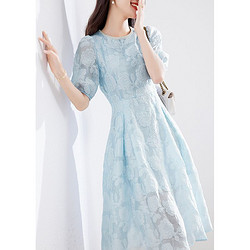 女装现代旗袍新款提花设计感气质连衣裙长款