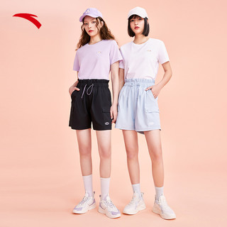 ANTA安踏运动短裤女士2023夏季新款高腰花苞裤五分裤速干冰丝休闲短裤