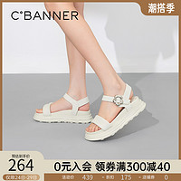 C.BANNER 千百度 女鞋2022夏季新款时尚舒适时尚设计感一字带凉鞋