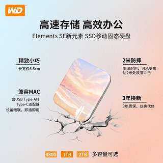 西部数据 WD）移动固态硬盘（PSSD）Elements SE新元素SSD 情人节礼物 兼容Mac