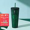 STARBUCKS 星巴克 经典绿色格纹款塑料吸管杯水杯男女学生杯710ml 节日送礼