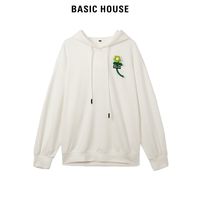 Basic House/百家好2023春季混合艺术风太阳花上衣华夫格连帽卫衣