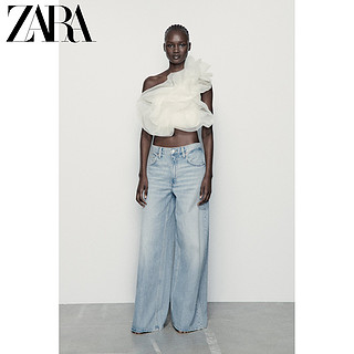 ZARA 新款 女装 透明硬纱不对称罗纹上衣 0858804 251