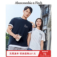 Abercrombie & Fitch 男装女装情侣 美式刺绣纯色宽松短袖T恤 323120-1 藏青色 M (180/100A)