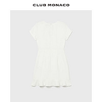 CLUB MONACO 摩纳哥会馆 女装圆领短袖优雅荷叶边下摆收腰短款连衣裙