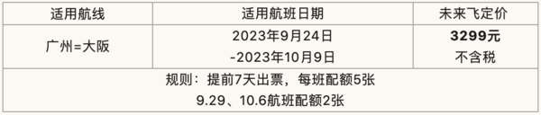 刚需可入!九元航空“未来飞” 广州=大阪机票买1送1