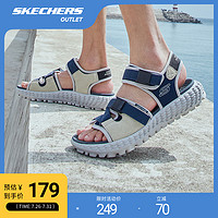 SKECHERS 斯凯奇 官方outlets夏季新款沙滩鞋男 魔术贴防滑运动凉鞋