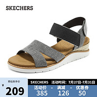 SKECHERS 斯凯奇 凉鞋女露趾时尚休闲轻质魔术贴女鞋114001 BLK黑色 36