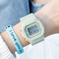 朴里 手表男款青少年初高中小学生潮流韩版夜光多功能运动电子手表 N637数显小方块表-绿色