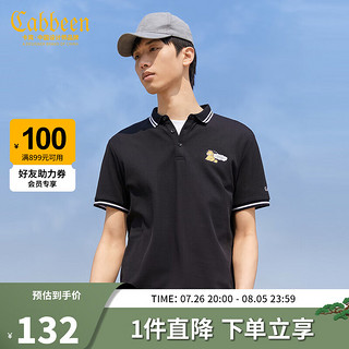 CABBEEN卡宾翻领短袖POLO衫卡通印花减龄时尚休闲春夏B 煤黑色01 54/185/XXL