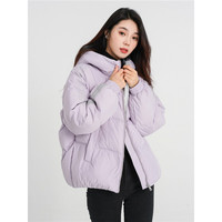 雪中飞 SNOWFLYING2021秋冬新款女士时尚显瘦保暖连帽易搭潮流短款羽绒服 紫色|6073 160/84A