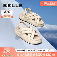 BeLLE 百丽 蓬软编织凉鞋女2023夏季新商场同款厚底凉鞋Z3T1DBL3 米色 38