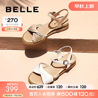 BeLLE 百丽 扭结休闲凉鞋女2023夏季新商场同款柔软凉鞋Z5P1DBL3 杏色 36