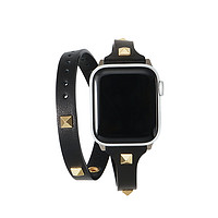iSeriseWatch 适用于apple watch8表带苹果手表se/7代皮质表带双圈柳钉创意iwatch6高级夏季40/41/44/45mm女生