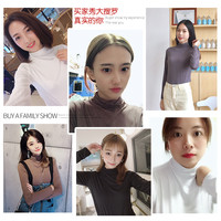 莫代尔半高领打底衫女秋冬内搭2022新款时髦时尚洋气薄款黑色上衣 S 绿色