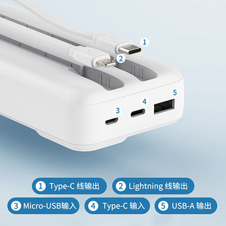 SLUB 自带线充电宝 1万毫安时 磨砂黑