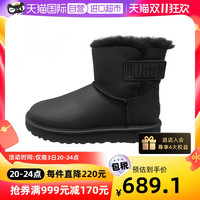 UGG女鞋休闲舒适秋冬雪地靴短靴LOGO拉环鞋面麂皮皮面 UMBL-黑色 37