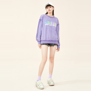 A21女装印花图案卫衣2021秋冬新款宽松上衣设计感小众休闲 M 嫣红