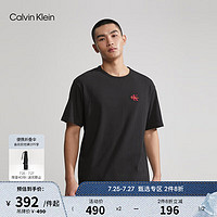 Calvin Klein 内衣23春季新款男士刺绣字母家居短袖睡衣NM2418 UB1-太空黑 L