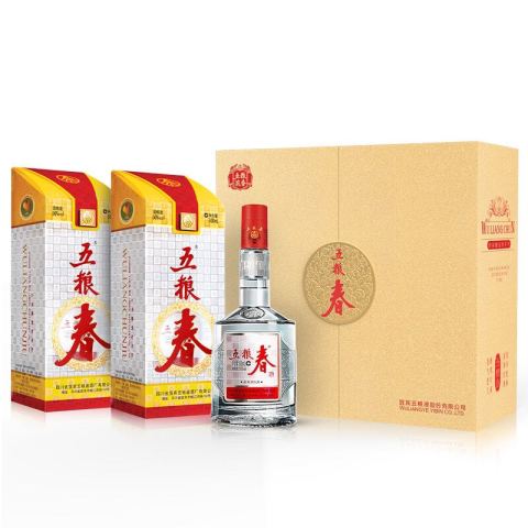 五粮春白酒_五粮春五粮液五粮春浓香型白酒50度500ml*2瓶礼盒装多少钱