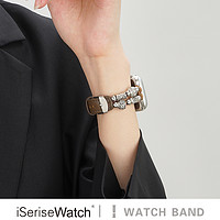 iSeriseWatch 适用于apple watch8表带iwatch7苹果手表se/ultra皮质表带串珠创意新款40/41/45mm夏天女新中式
