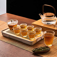 pinztea 冰露纹玻璃盖碗套组1盖碗1公道杯6品茗杯