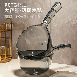 优勤 家用厨房摔不破水勺加深加厚长柄塑料大号创意透明舀水瓢洗头勺子