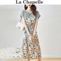 拉夏贝尔 La Chapelle单蜜短袖连衣裙2022年夏季新款时尚百搭韩版通勤宽松显瘦小个子沙滩裙子夏天女装潮 图片色 XL