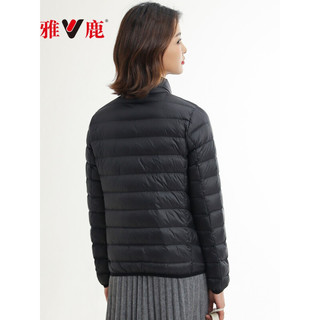 雅鹿反季轻薄羽绒服女秋冬季女士短款白鸭绒连帽外套保暖纯色百搭上衣 雾霾蓝 立领 M