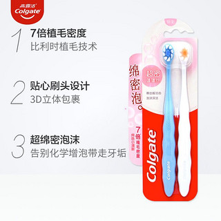 88VIP：Colgate 高露洁 超密蓬蓬丝牙刷软毛细毛防滑手柄绵密2支*1板颜色随机发货