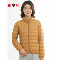 雅鹿反季轻薄羽绒服女秋冬季女士短款白鸭绒连帽外套保暖纯色百搭上衣 暗紫 立领 S