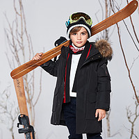 BOSIDENG 波司登 童装中长款GORETEX防水防风蓄热滑雪红色男女大童羽绒服冬