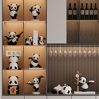 创意网红熊猫酒柜摆件现代轻奢客厅玄关电视柜装饰品高档乔迁礼物