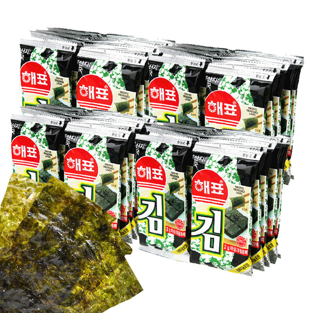 HAIPAI 海牌 海苔32包韩国进口零食大礼包芥末味即食儿童寿司包饭烤紫菜片