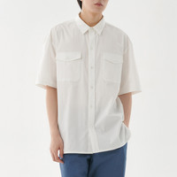 無印良品 MUJI 無印良品 男式 泡泡纱宽版工装衬衫短袖休闲百搭衬衫