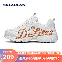 SKECHERS 斯凯奇 女鞋闪粉字母熊猫鞋复古厚底老爹鞋休闲鞋 白色/玫瑰金色/WTRG 37