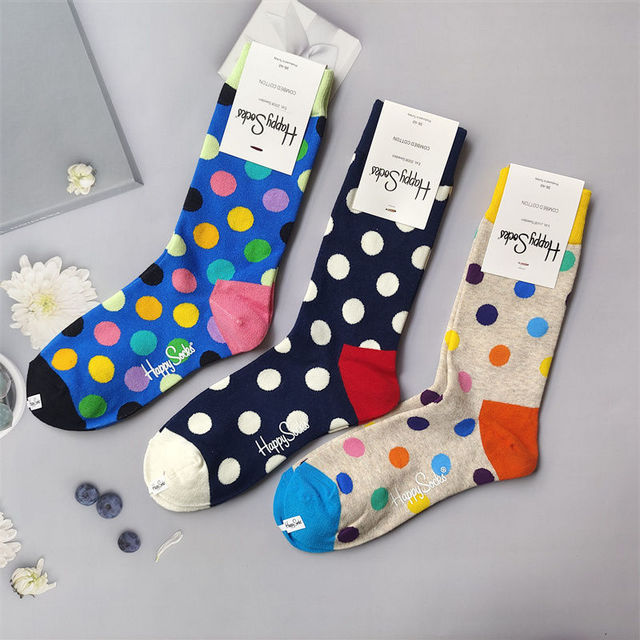 Happy Socks 瑞典潮袜Happysocks袜子轻奢简约波点系列百搭纯棉中筒袜子