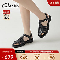 Clarks 其乐 女鞋凉鞋2023春夏新款低跟休闲猪笼鞋包头罗马凉鞋 黑色261735264 39