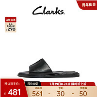 Clarks 其乐 女士卡希系列时尚简约休闲一字拖平底鞋柔软舒适女拖鞋 黑色 261668004 37