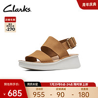 Clarks 其乐 微尔希系列女鞋2023夏舒适一字带厚底沙滩凉鞋女 浅棕褐色261708234 36