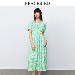 太平鸟 2023年夏季新款法式连衣裙女士收腰气质碎花吊带裙子女 绿色吊带两穿连衣裙 L