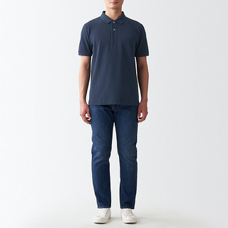 无印良品 MUJI 男式 水洗 珠地网眼 POLO衫 ABE02A2S 深藏青色 M