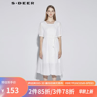 S.DEER优雅甜美气质公主小清新长款连衣裙S18281217 白色/90 L/170