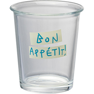 摩登主妇高档精致玻璃咖啡杯ins水杯子家用透明冰美式dirty拿铁杯 蓝 BON字母翻口杯（350ml）