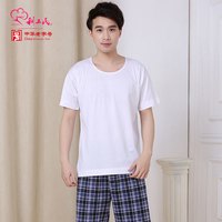 利工民纯棉男士短袖T恤夏季内穿宽松汗衫运动薄款纯色打底文化衫 白色 185/115