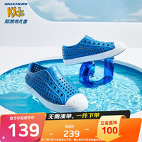 Skechers斯凯奇儿童洞洞鞋夏季透气男女童凉鞋轻质防滑大童沙滩鞋91990L 男童不踩脚/浅灰/宝蓝/RYL 36